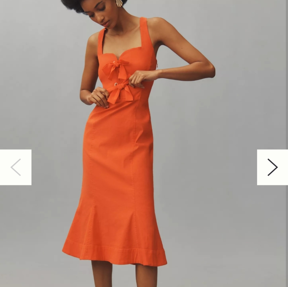 Anthropologie Tie Front Midi Dress